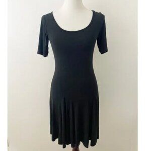 Vintage Betsey Johnson Y2K Skater Flare Slinky Dress Black